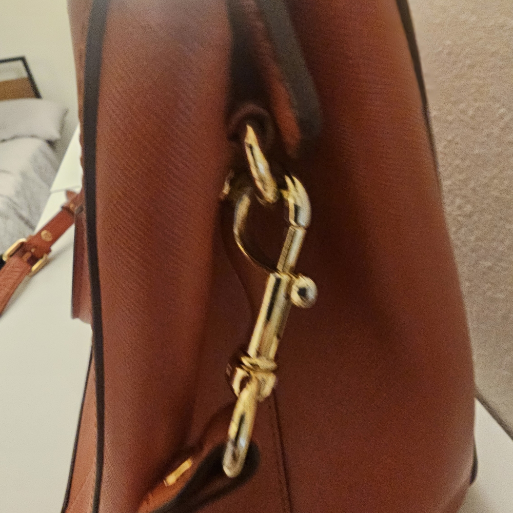 MCM Orange Satchel with Gold Accents - Picture 3 of 14